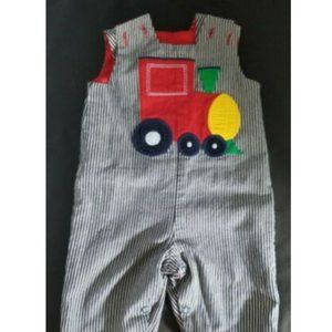 Bailey Boys Sz 3m Reversible Romper Train Reindeer Christmas Longall Striped Red